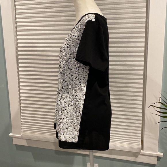 Ann Taylor Black Top covered in White Sequins - Picture 8 of 14